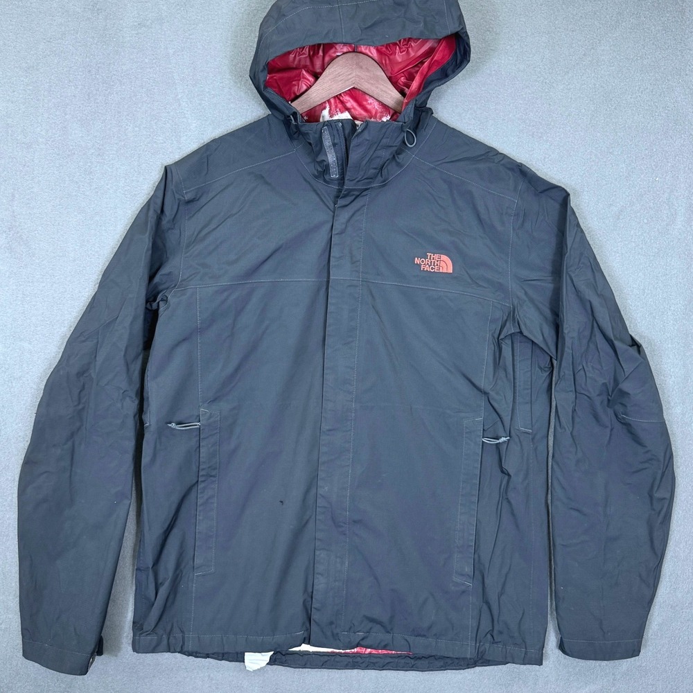 The North Face Rain Jacket Men LG Gray DryVent Hooded Full Zip Outdoor Gorpcore